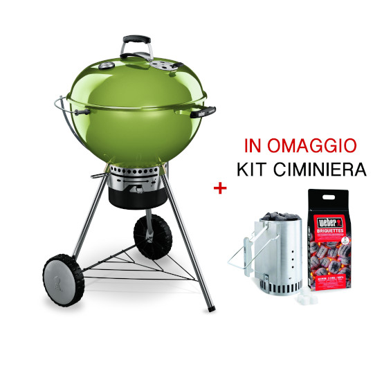 Barbecue a carbonella master touch gbs 57cm verde + kit ciminiera in omaggio