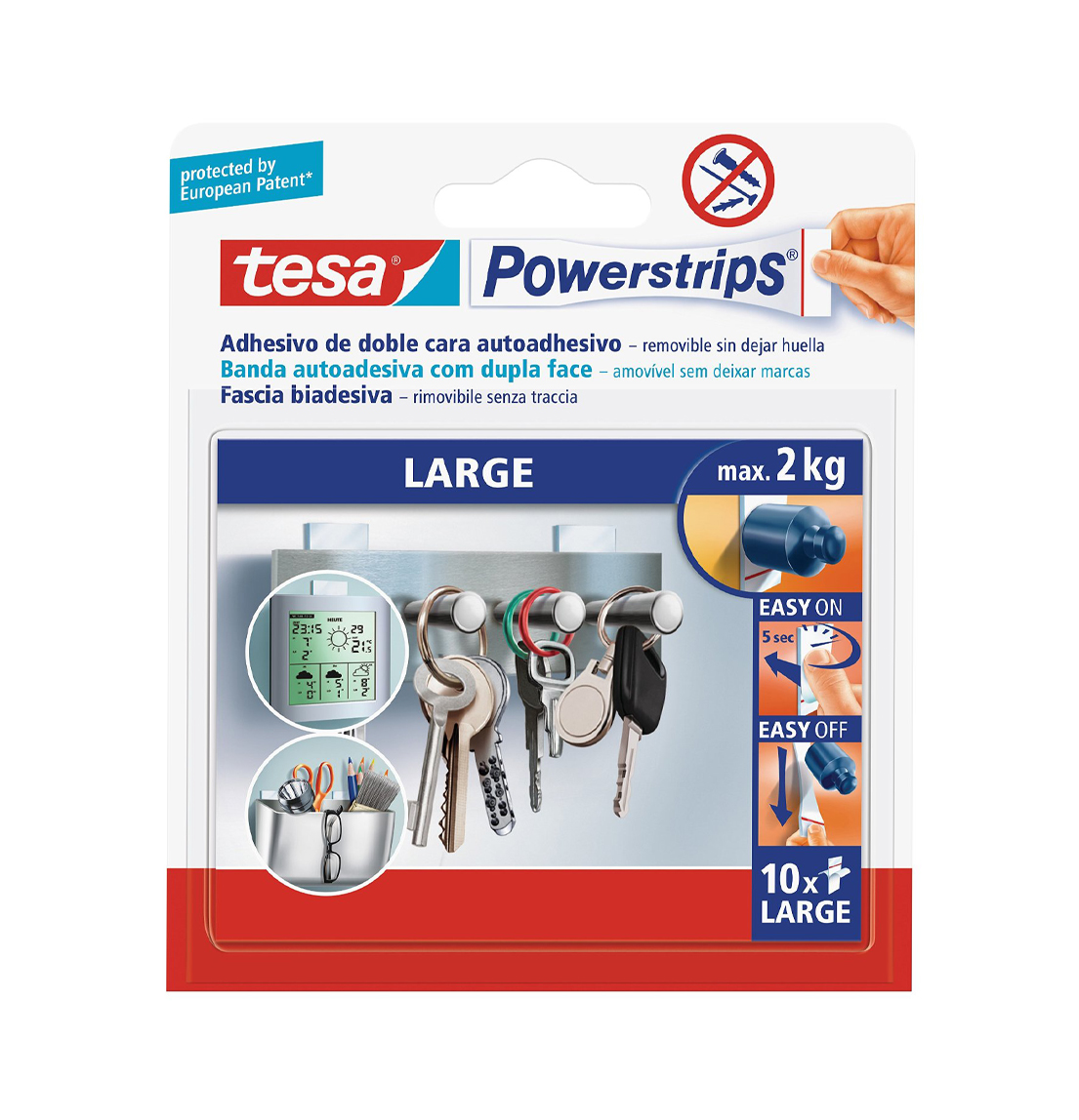 Tesa powerstrips® large 10 strisce biadesive remov
