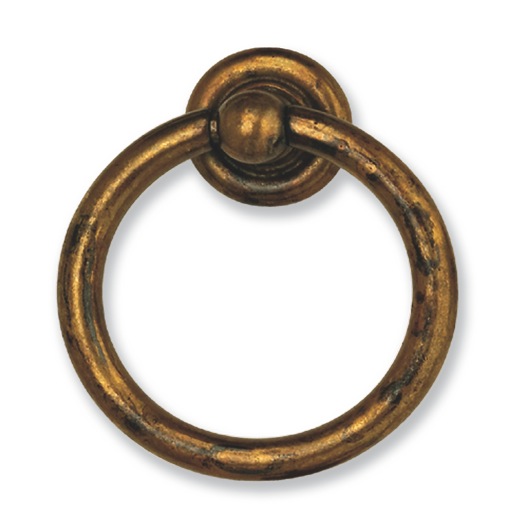 Maniglia pendente anello 34x43 mm ottone antico