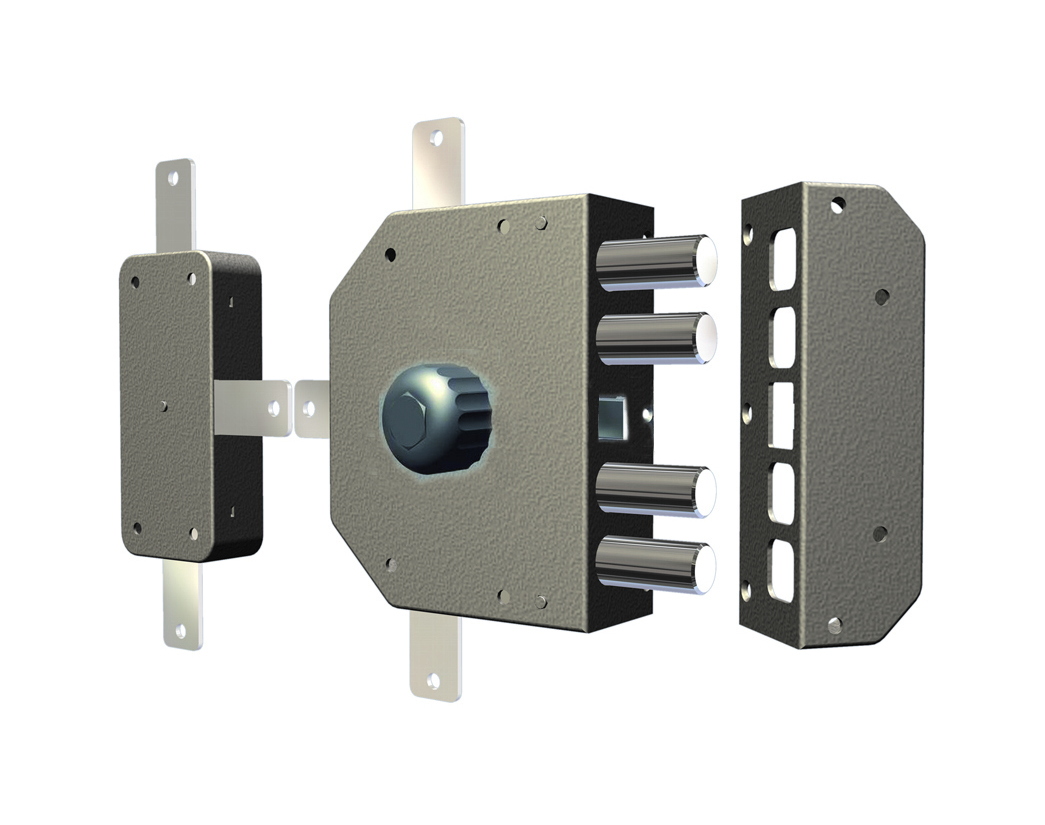 Serratura ad applicare quintuplice CR Serrature 3350P-52F cilindro a pompa doppia mappa con scrocco