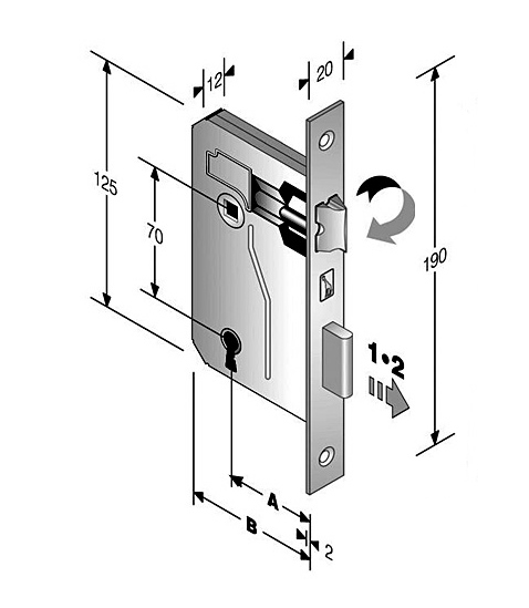 Serratura patent int.70 s/42 bronz. rev. e.25