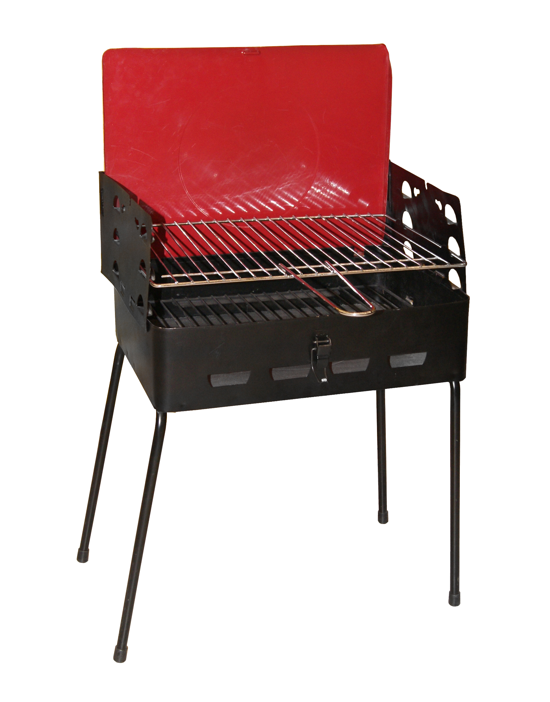 Barbecue carbonella perseo 40x30x45cm nero/rosso