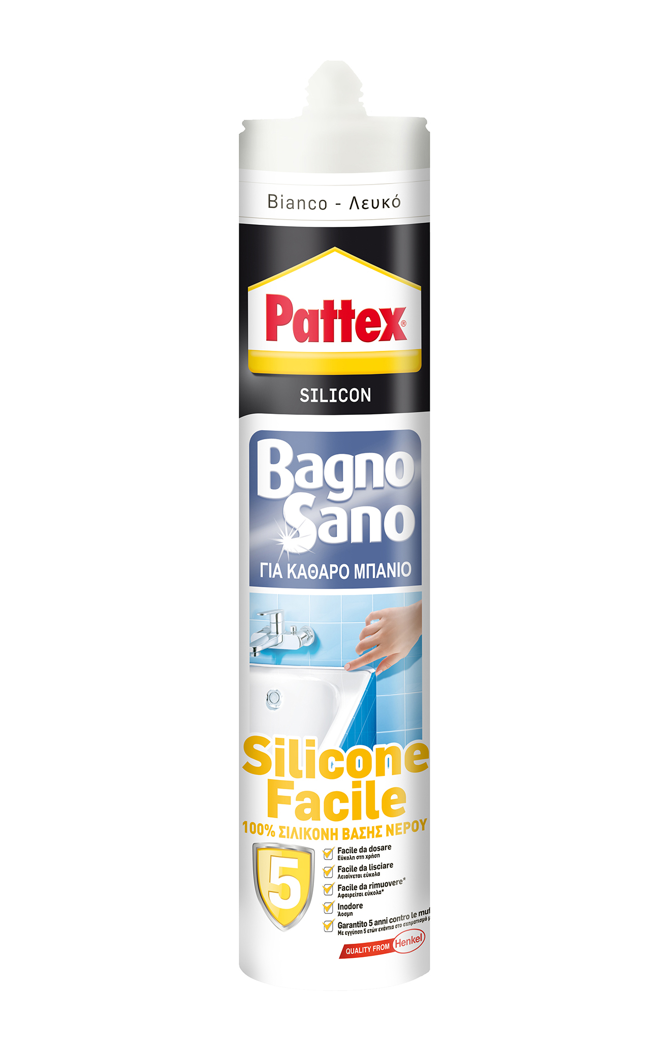 Pattex bagno sano silicone facile bianco 300ml