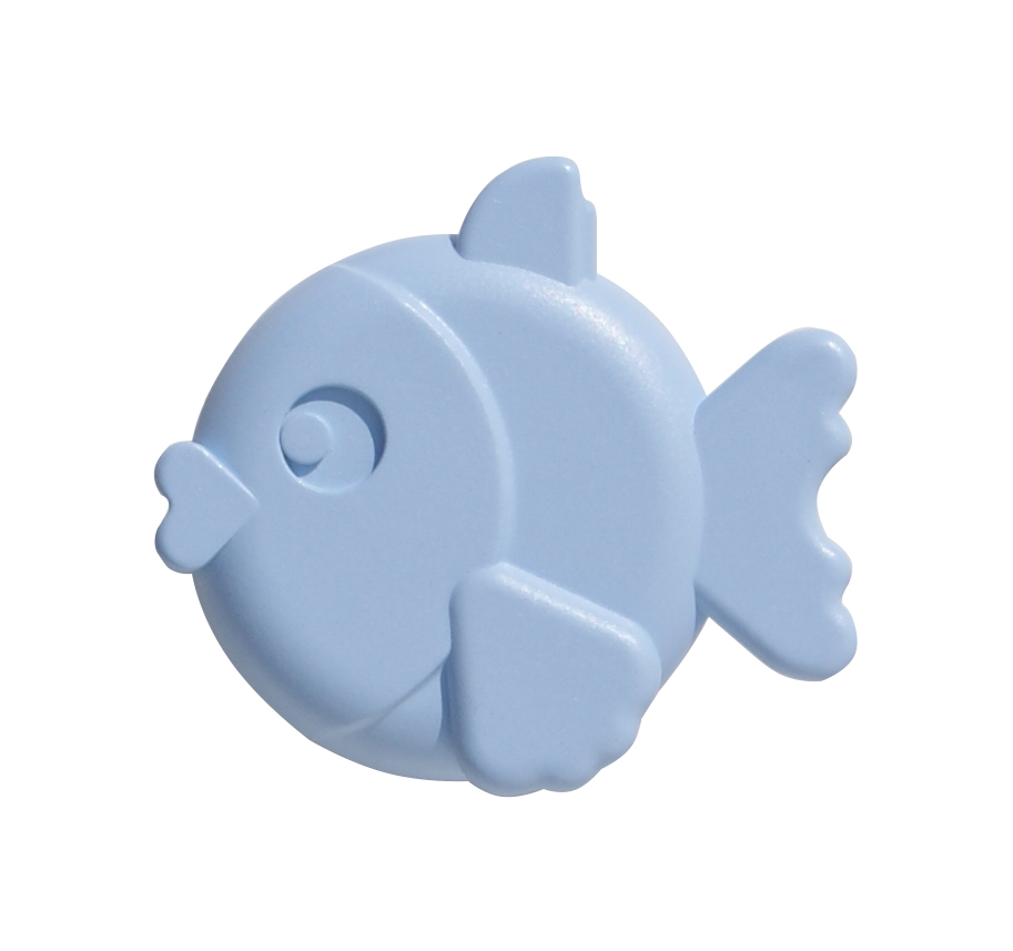 Pomolo pesce plastica 41x46 mm celeste