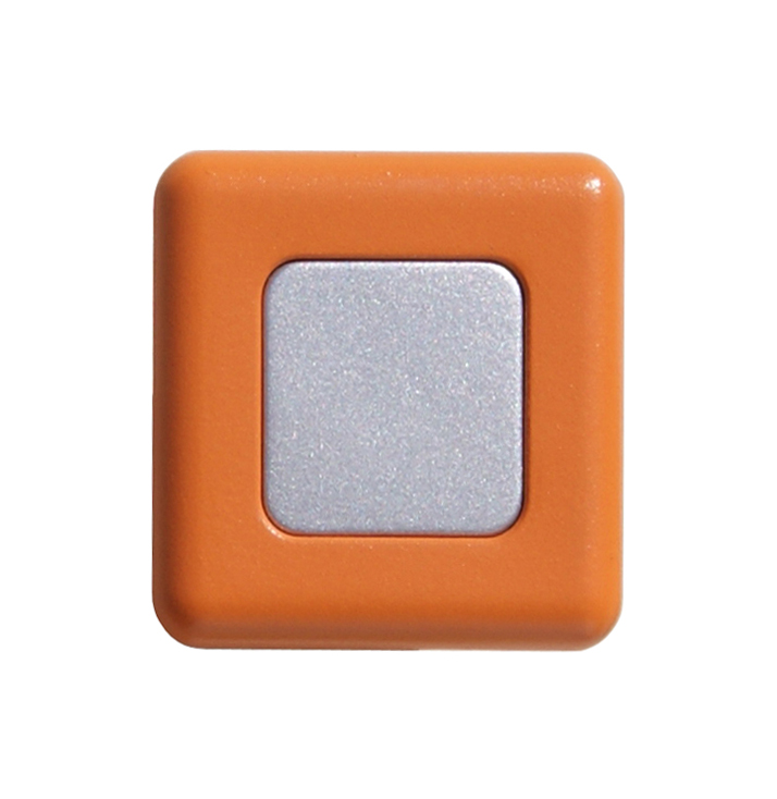 Pomolo quadrato plastica 36x36 mm arancio / grigio