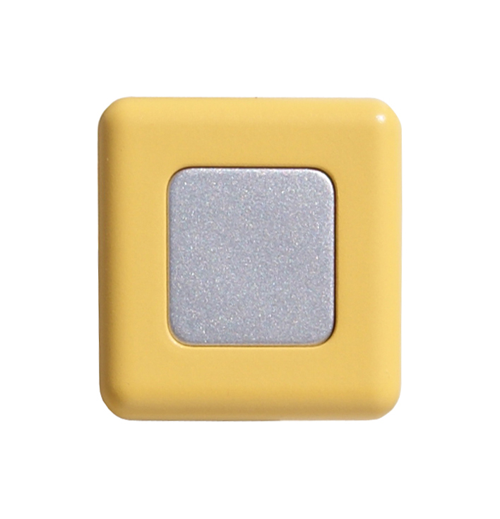 Pomolo quadrato plastica 36x36 mm giallo / grigio