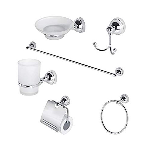 Set accessori bagno 6 pezzi vetro satinato cromo