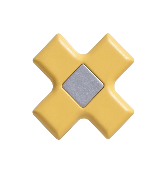 Pomolo croce plastica 40x40 mm giallo / grigio