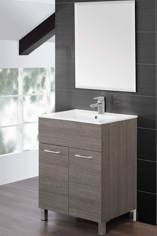 Composizione bagno 60 cm rovere scuro