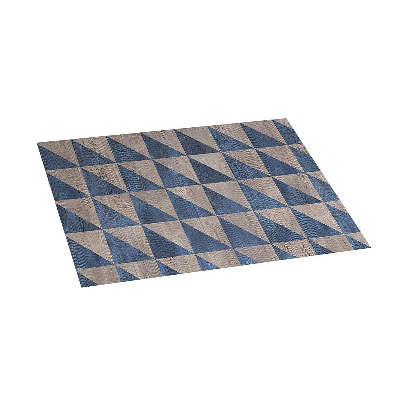 Tappeto vinilico 45 x 75 cm con fondo antiscivolo croma geometrico blu pvc