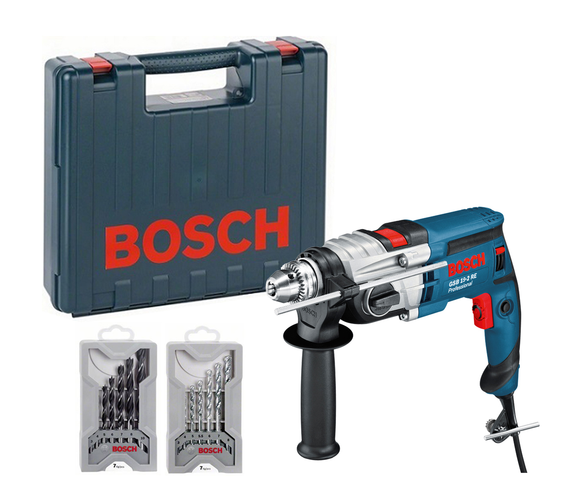 Trapano avvitatore a percussione Bosch GSB 19-2 RE Professional 850W con set di punte e valigetta