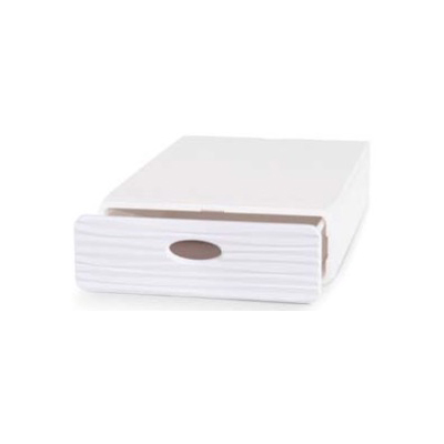Contenitore multiuso impilabile Domopak Qbox wave slim 28x40x9 cm bianco