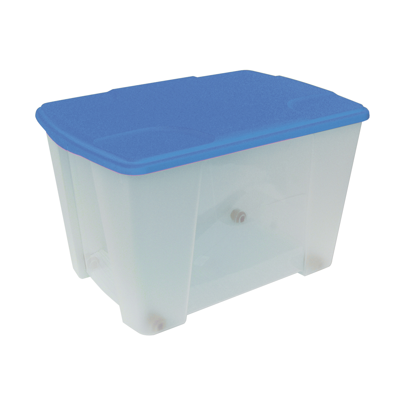 Contenitore in plastica multiuso 56x39x35 cm miobox trasparente coperchio blu