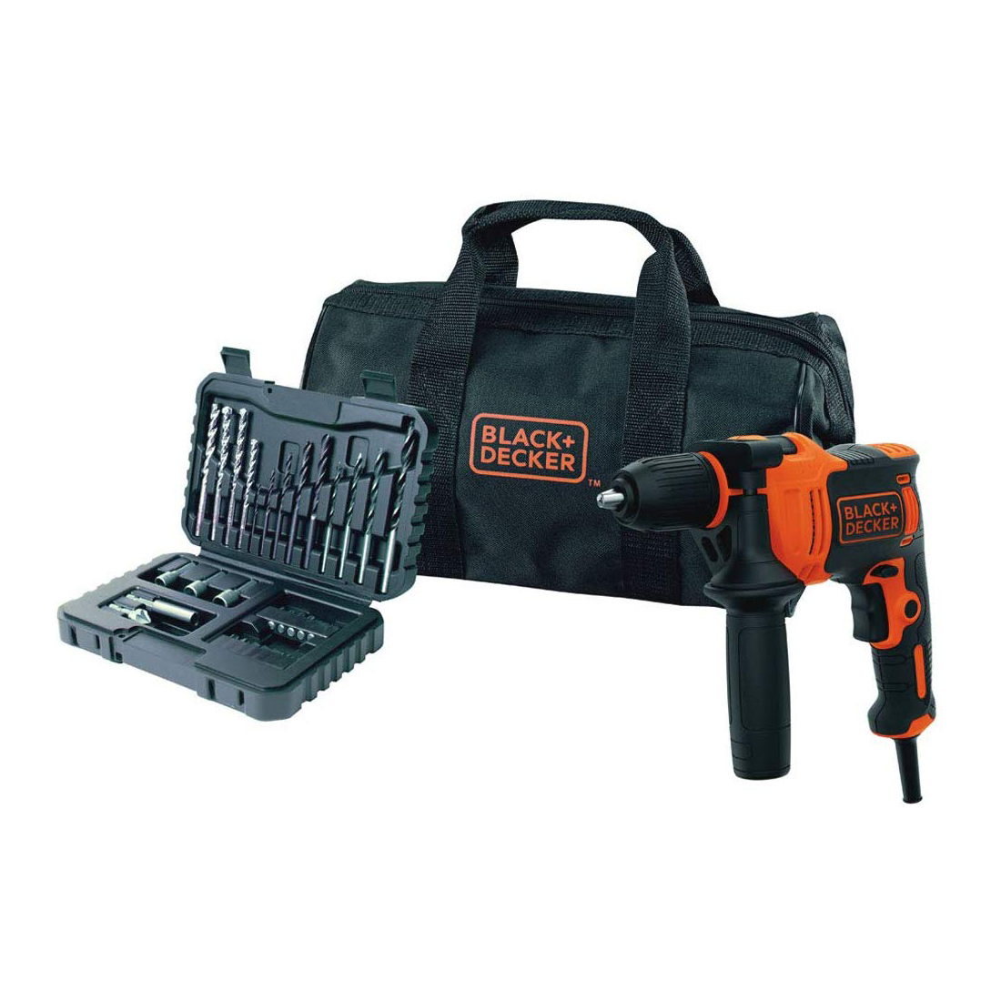 Trapano a percussione 710 w accessori + valigetta beh710sa32-qs black+decker