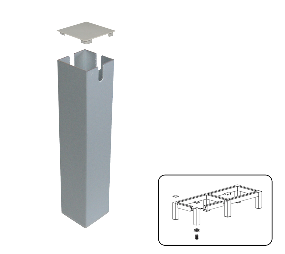 Piede quadro 40x40 h150 intermedio anodizzato naturale