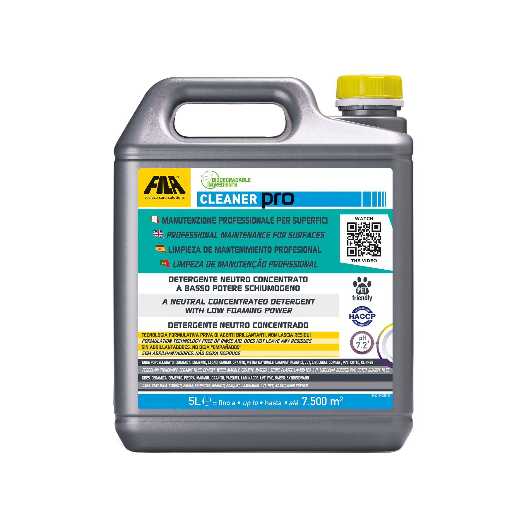 Fila cleaner pro detergente concentrato neutro 5lt