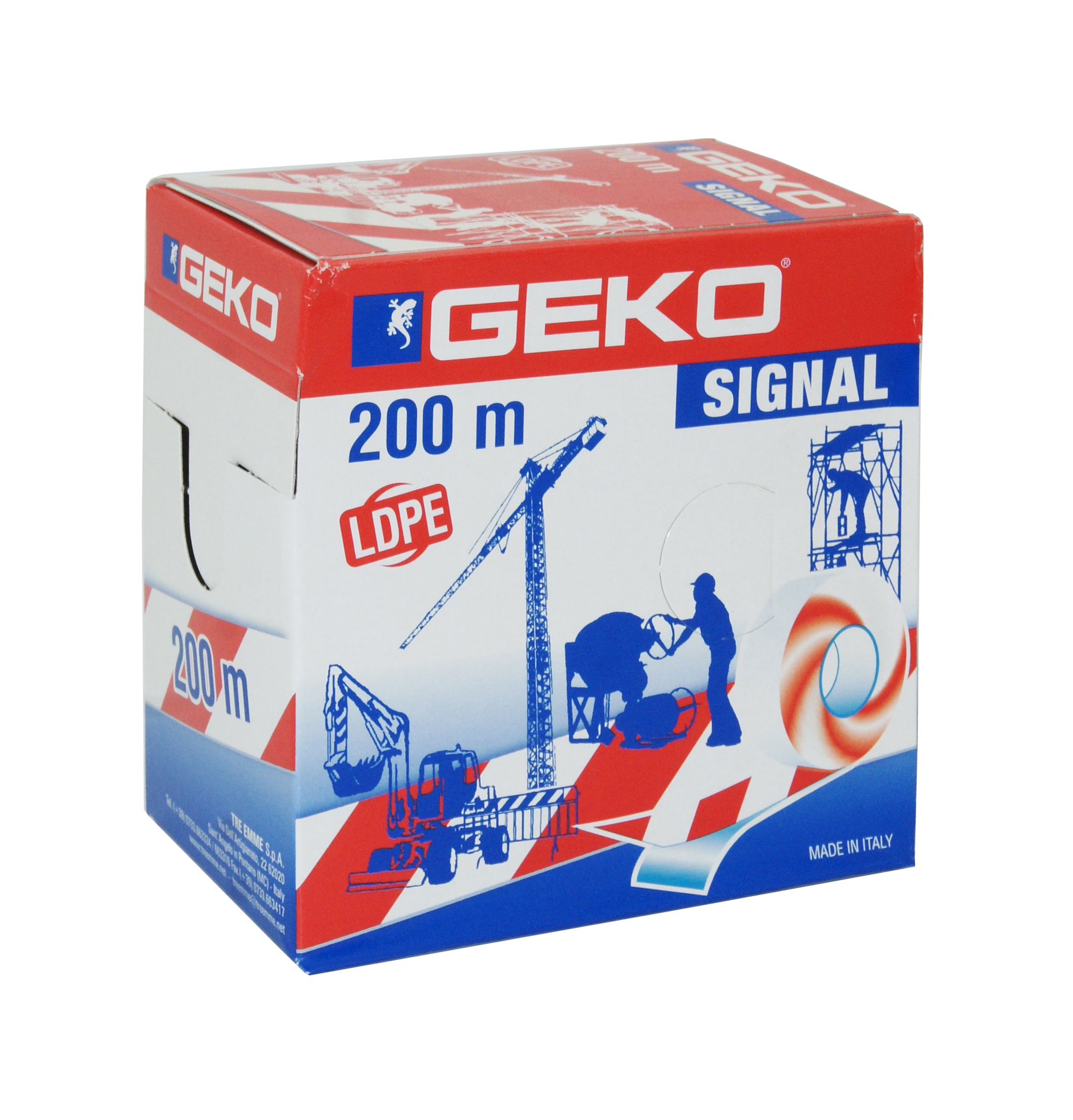 Nastro segnaletico 200 mt in scatola geko bianco / rosso