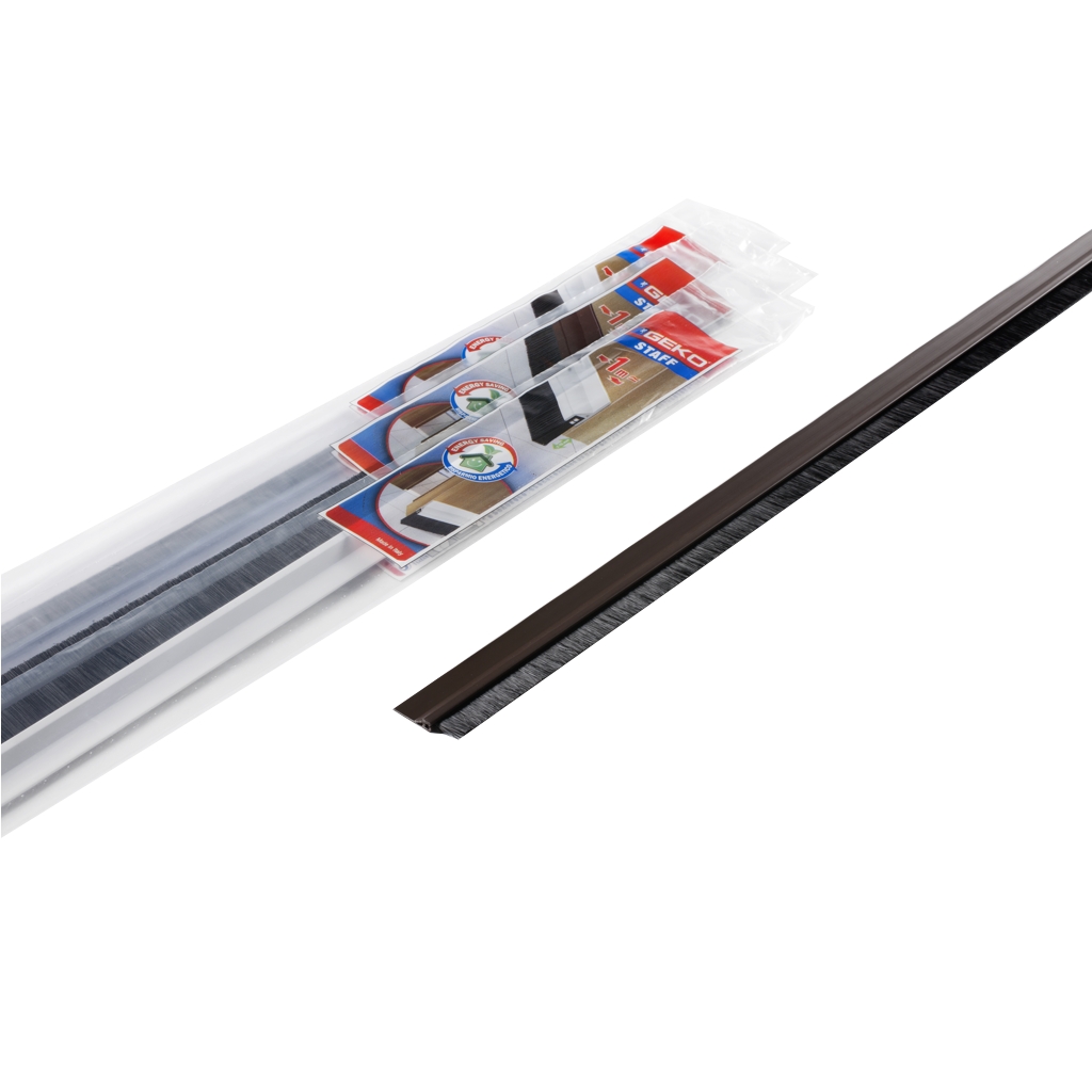 Paraspifferi sottoporta Stafflex in PVC rigido con spazzolino 100 cm marrone
