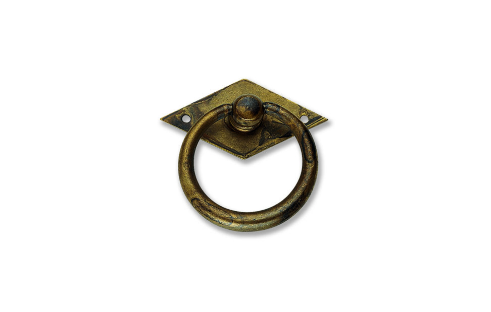 Maniglia pendente anello 50x50 mm ottone antico