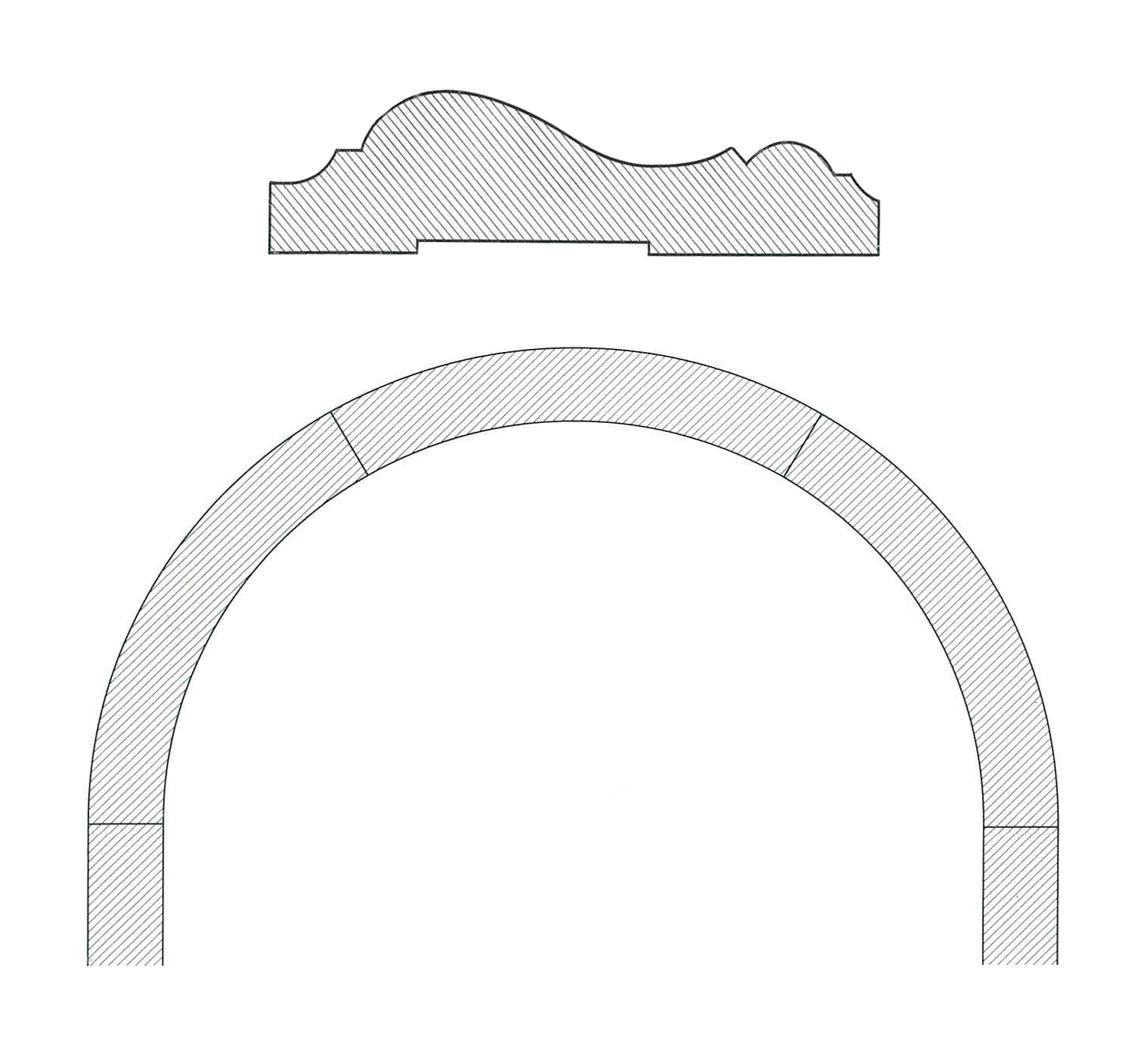 Coprifilo arco sagomato massello d.1000 est. bahia