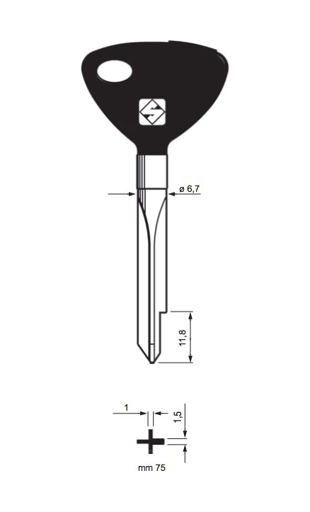 Chiave a croce burg wachter d. 6,7 mm 75 mm ferro