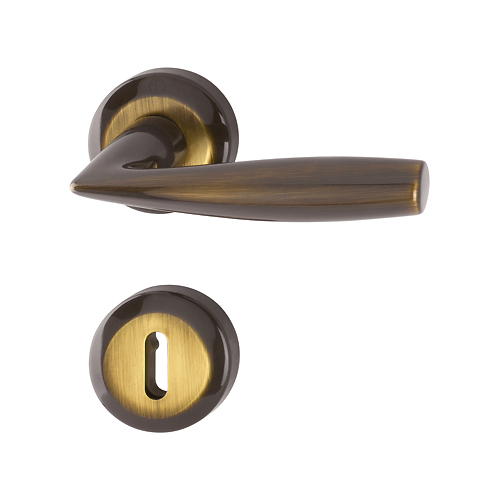 Maniglia Hoppe Vitoria con rosetta e bocchetta tonda diametro 52 mm ottone bronzato per porte da interni