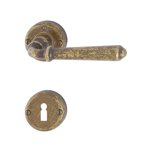 Maniglia Hoppe Elba con rosetta e bocchetta tonda diametro 44 mm bronzato antiqua per porte da interni