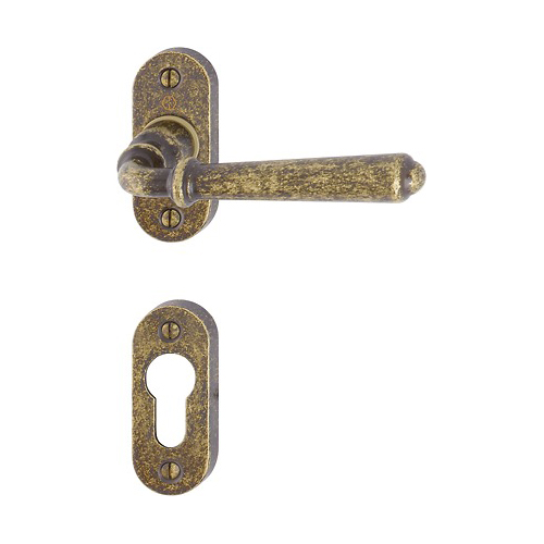 Maniglia Hoppe Elba con rosetta e bocchetta ovale foro yale 28x68 mm bronzato antiqua per porte da interni