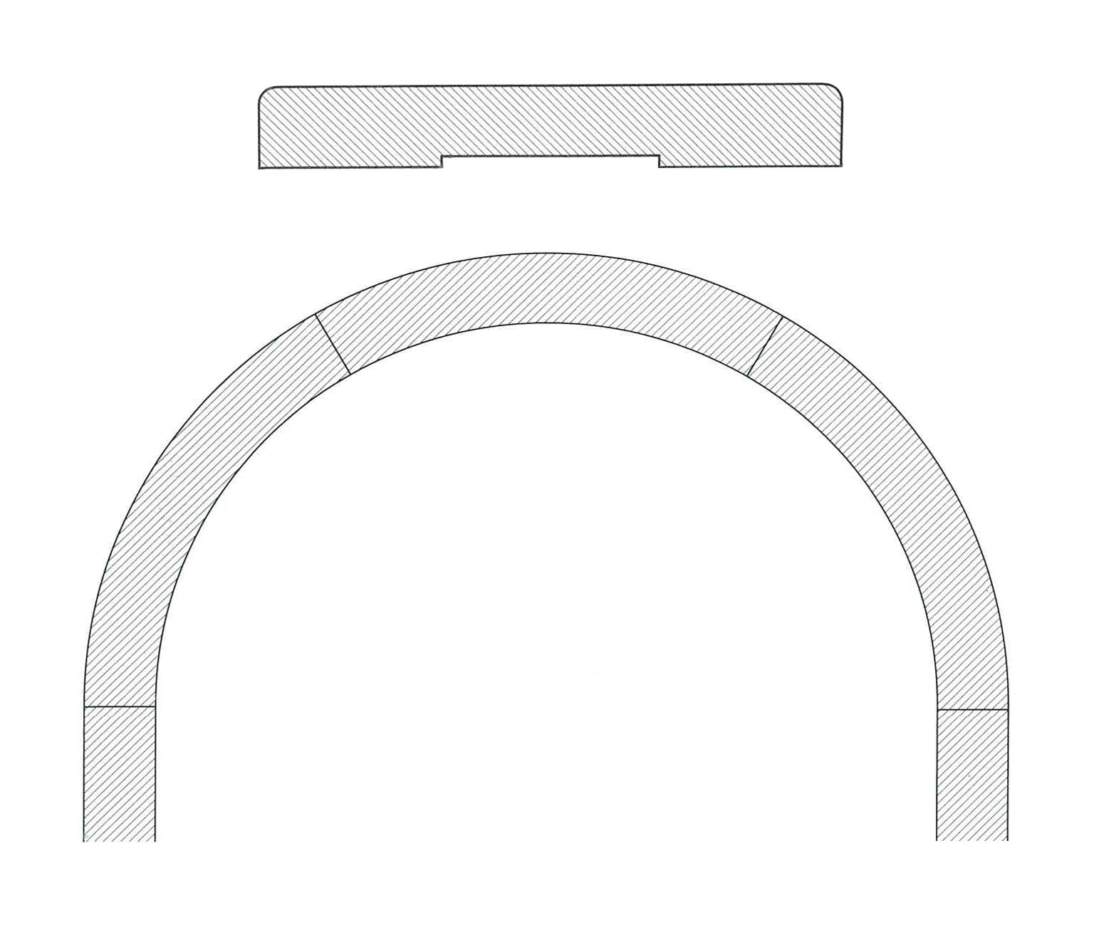 Coprifilo arco piatto massello d.860 est. bahia