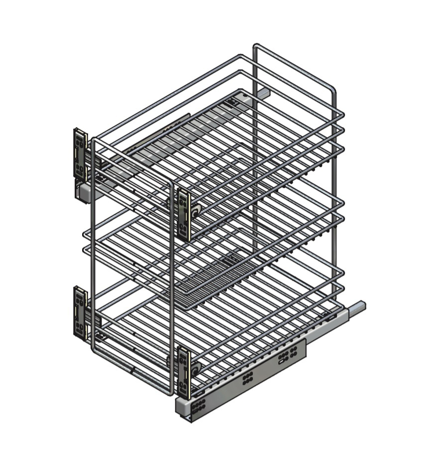 Cassetto estraibile portapentole cromato soft closing 45x45 cm