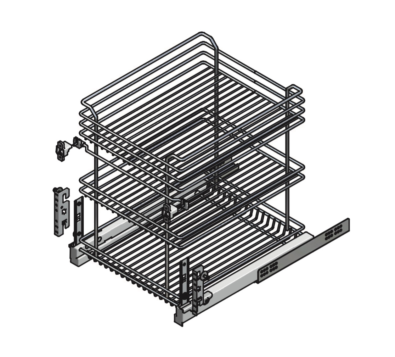 Cassetto estraibile portapentole cromato soft closing 45x45 cm