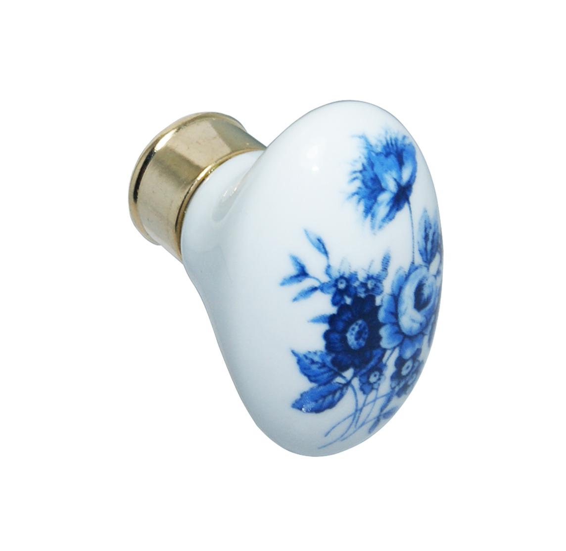 Pomolo 24x42 mm porcellana bianca fiore blu