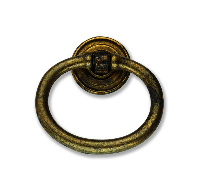 Maniglia pendente anello 44x45 mm ottone antico