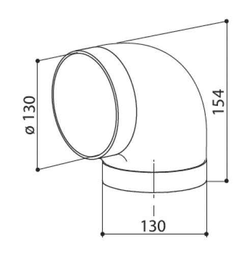 Curva circolare 90° d. 130 mm - cc 90