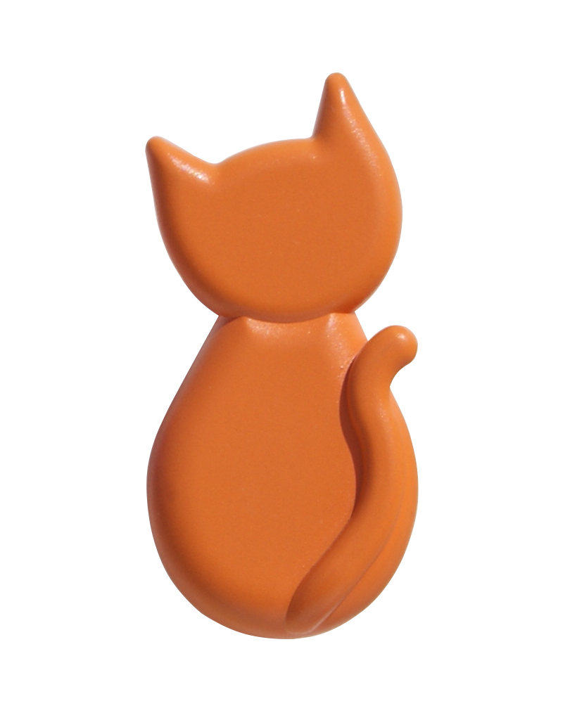 Pomolo gatto plastica 27x55 mm arancio