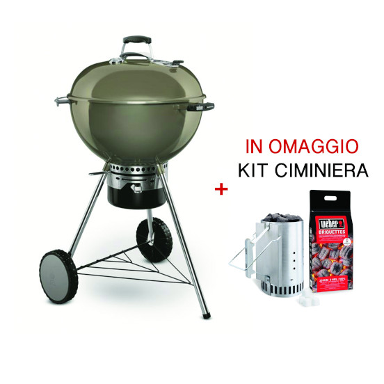 Barbecue a carbonella master touch gbs 57 cm grigio + kit ciminiera in omaggio
