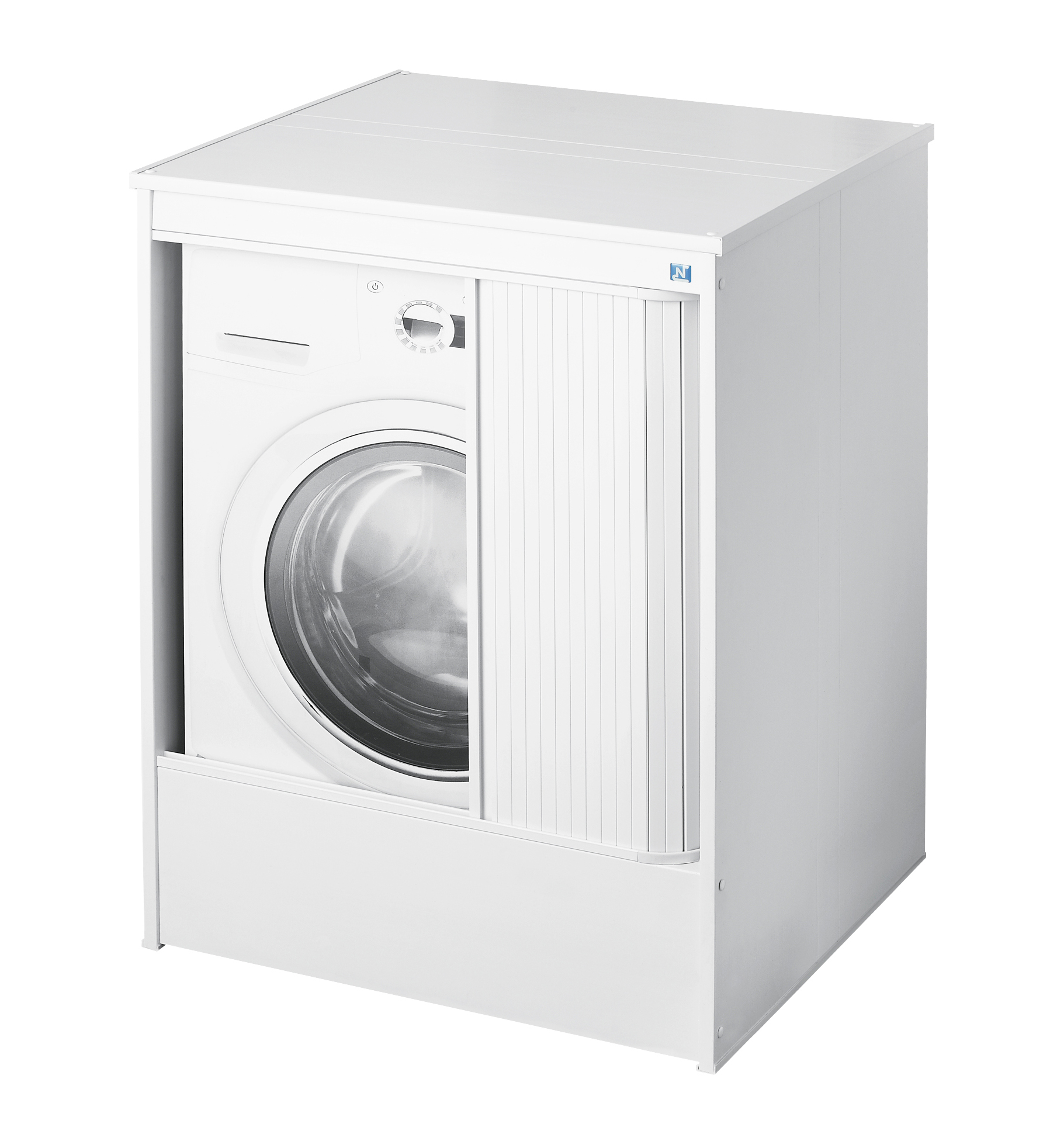 Mobile copri lavatrice da esterno 70 x 60 cm in resina con apertura a serrandina bianco
