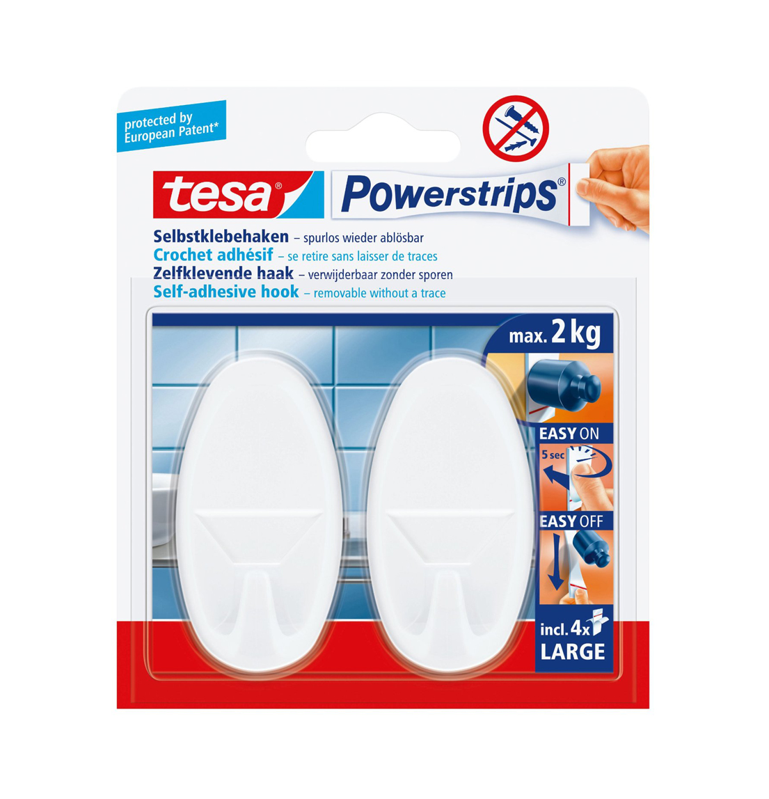 Tesa powerstrips® large gancio ovale bianco 0x0