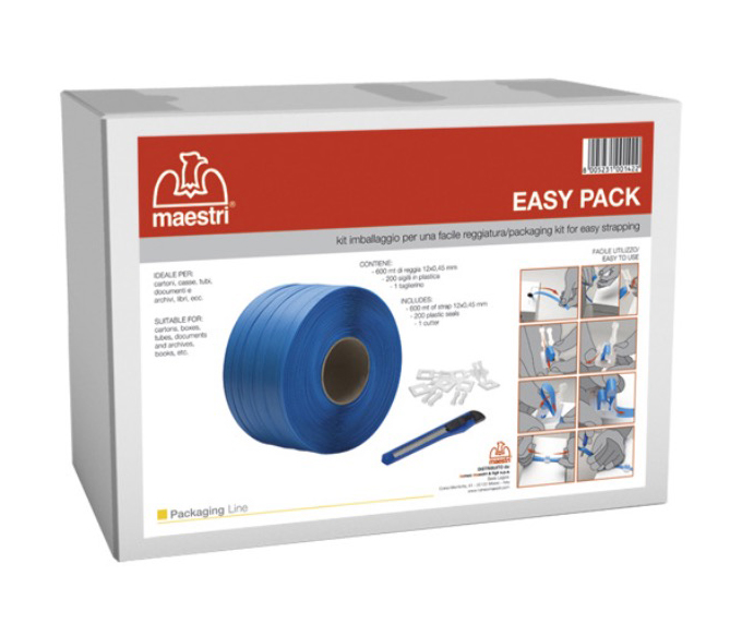 Kit easy pack reggia 12 mm x 600 mt + 200 sigilli