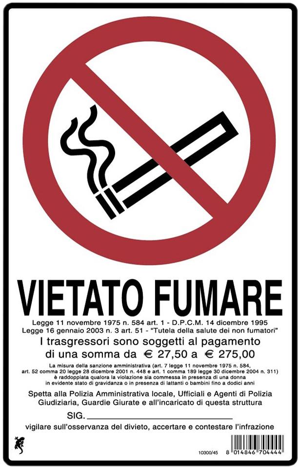 Cartello vietato fumare pvc 200x300 mm