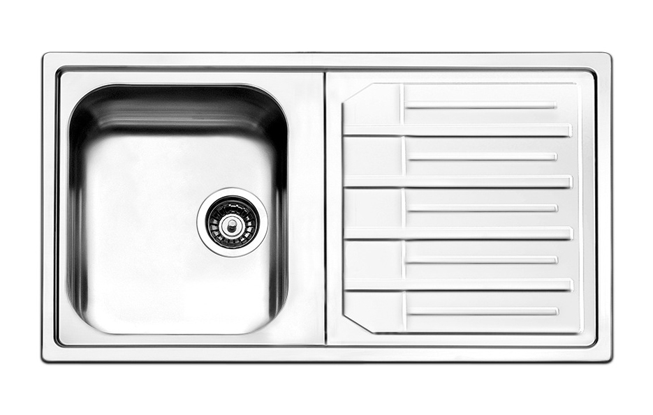 Lavello cucina 1 vasca con gocciolatoio a destra inox Apell Melodia 86x50 cm