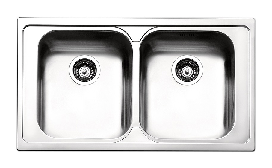 Lavello cucina 2 vasche in acciaio inox antigraffio Apell Venezia 86x50 cm