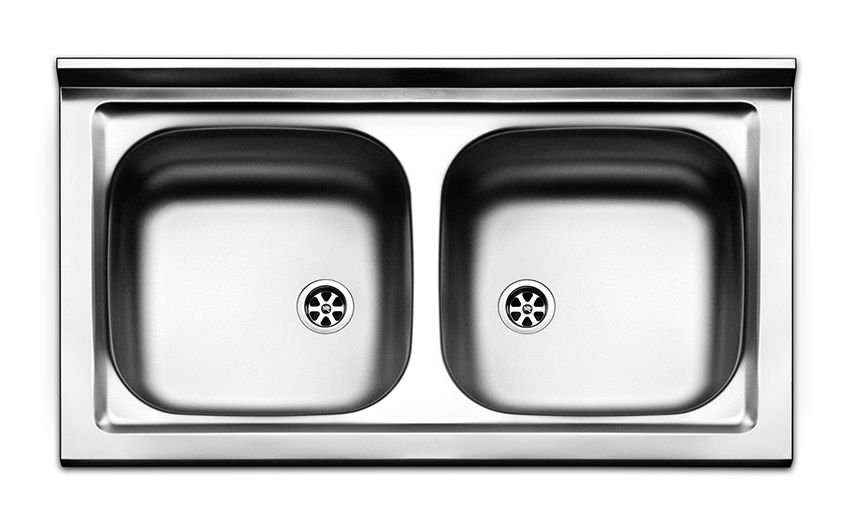 Lavello cucina 2 vasche in acciaio inox Apell Pisa 90x50 cm prelucidato