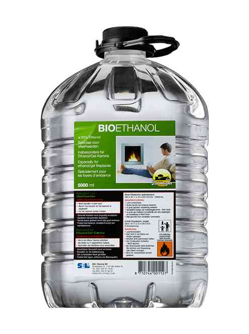 Bioetanolo naturale inodore 5 litri biologico farm light 95% per camino e stufe