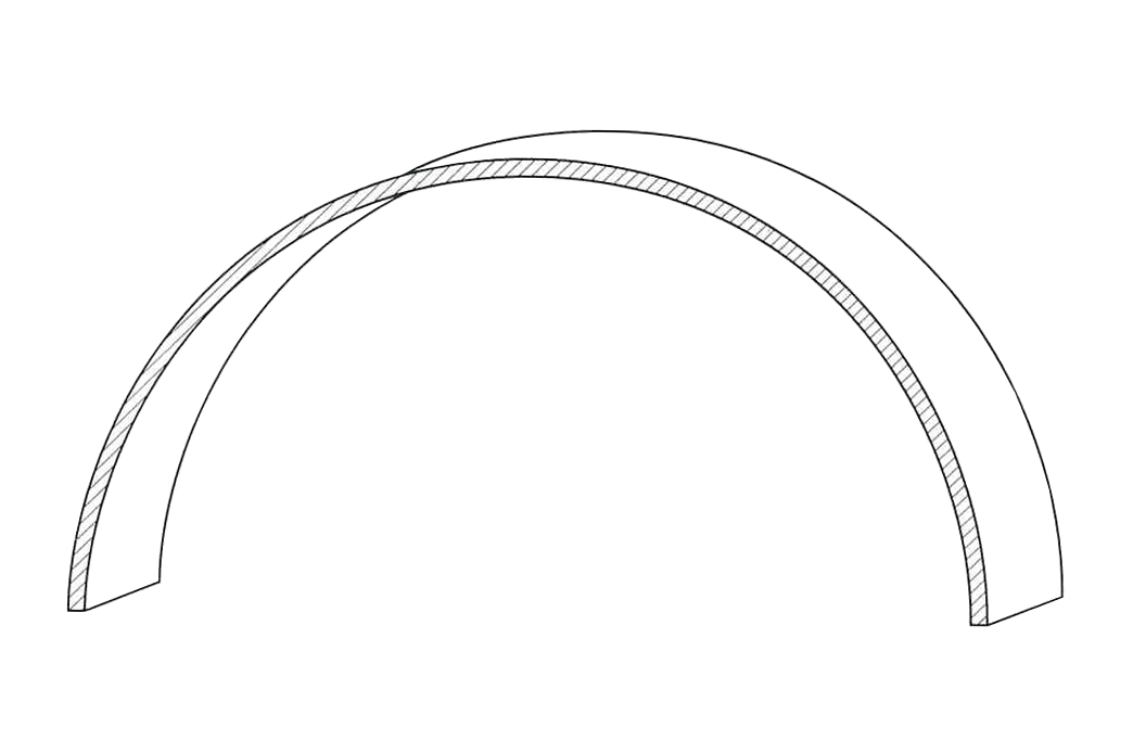 Arco telaio d. 90 cm larg. 12x2,5 cm pioppo grezzo