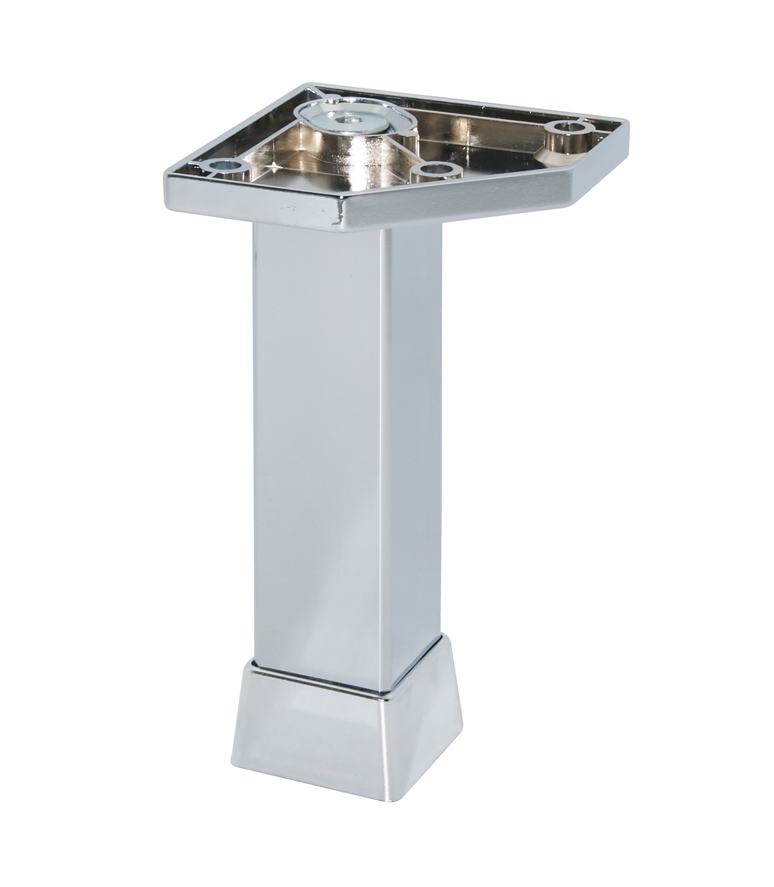 Piedino quadro 30x30 h. 140 mm reg. cromo lucido