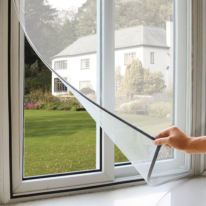 Zanzariera per finestra 130x150cm con autoadesivo bianco