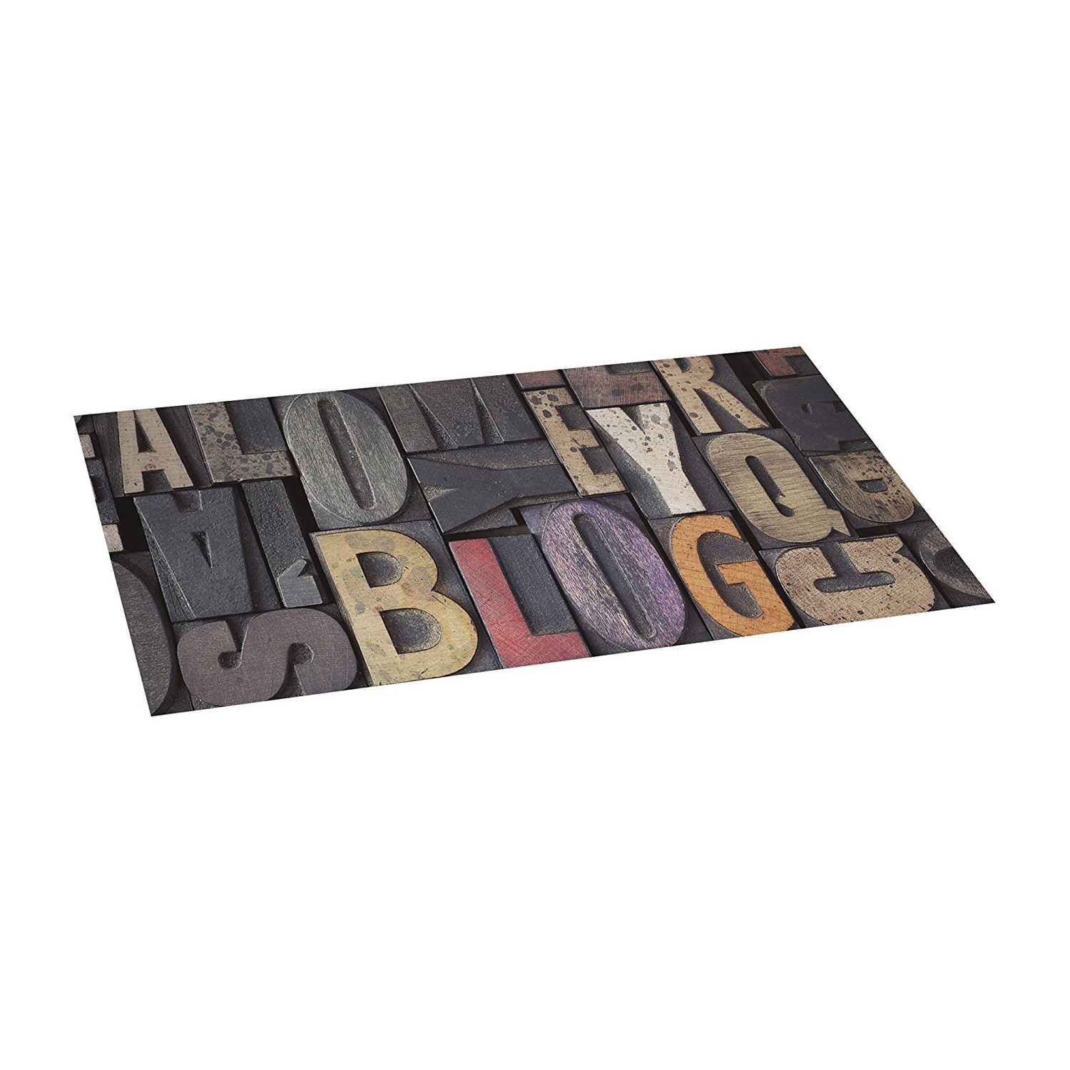 Tappeto vinilico 50 x 110 cm con fondo antiscivolo croma wood letras pvc