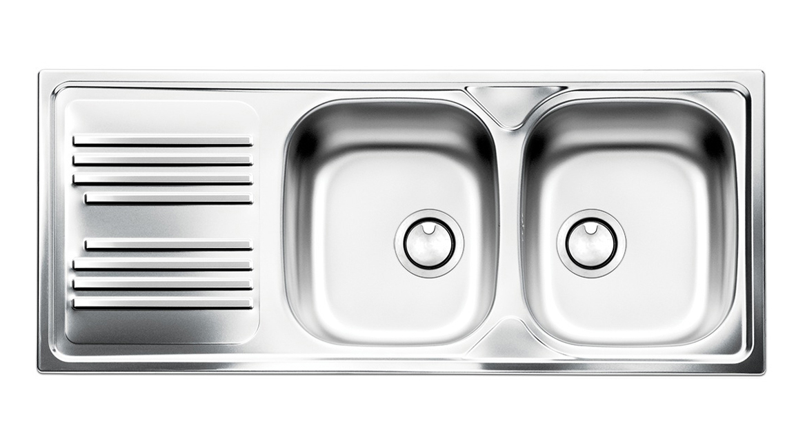 Lavello cucina 2 vasche con gocciolatoio sinistro in acciaio inox apell atmosfera 116x50 cm