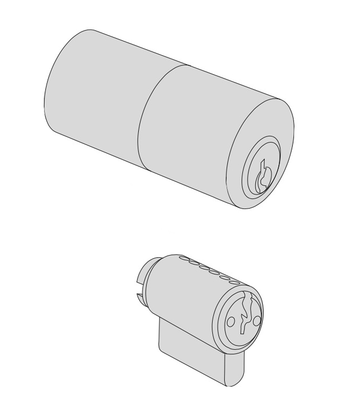 Cilindro a tubo d. 25 / lung. 55 mm nichelato 3 ch